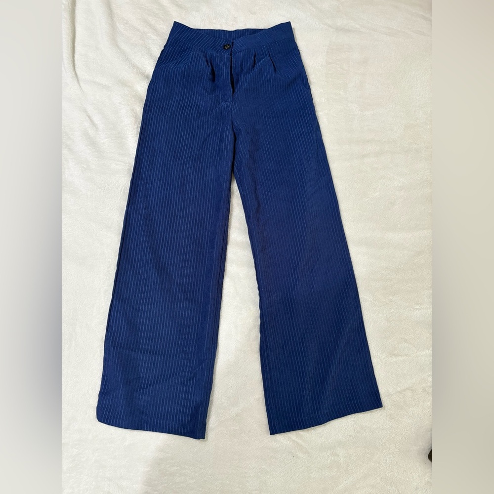 SHEIN Navy Corduroy Trousers